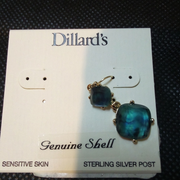 Dillard's - Genuine Shell, Teal, Sterling Silver Post, Sensitive Skin - Picture 8 of 9